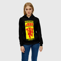 Толстовка-худи женская Манчестер Юнайтед дьявол, цвет: 3D-черный — фото 2