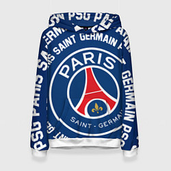 Толстовка-худи женская ПСЖ надписи по кругу, цвет: 3D-белый