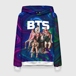 Толстовка-худи женская BTS фотосессия на диване, цвет: 3D-белый
