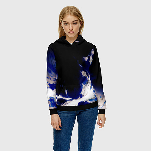 Женская толстовка Синее пламя / 3D-Черный – фото 3