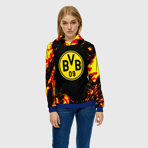 Женская толстовка Borussia огненные краски / 3D-Синий – фото 3