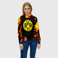 Толстовка-худи женская Borussia огненные краски, цвет: 3D-синий — фото 2