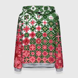 Толстовка-худи женская Розово-зеленая метаморфоза, цвет: 3D-меланж