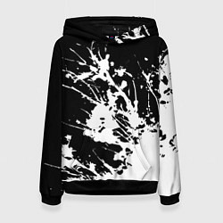 Толстовка-худи женская Взрывная белая краска на чёрном, цвет: 3D-черный