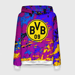 Толстовка-худи женская Borussia абстрактные краски, цвет: 3D-белый