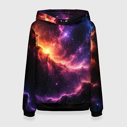 Толстовка-худи женская Фантастические космические туманы, цвет: 3D-черный