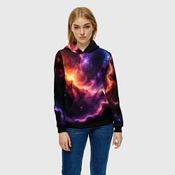 Толстовка-худи женская Фантастические космические туманы, цвет: 3D-черный — фото 2