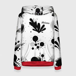 Толстовка-худи женская Растительный паттерн и кляксы - Милан, цвет: 3D-красный
