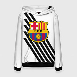 Толстовка-худи женская Barcelona черно белые полосы, цвет: 3D-черный