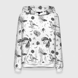 Толстовка-худи женская Сойка в Бузулукском бору, цвет: 3D-белый