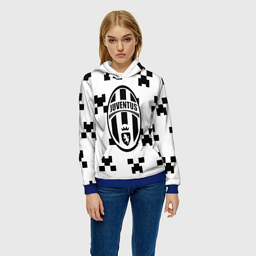 Женская толстовка Juventus x minecraft pattern / 3D-Синий – фото 3
