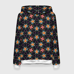 Толстовка-худи женская Цветочно-геометрический узор, цвет: 3D-белый