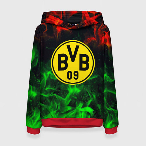 Женская толстовка Borussia красно зеленый огонь / 3D-Красный – фото 1