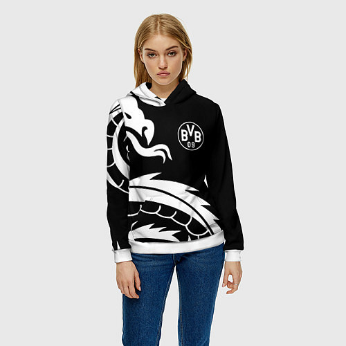 Женская толстовка Borussia дракон белый / 3D-Белый – фото 3