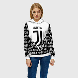 Толстовка-худи женская Juventus символы китайские, цвет: 3D-белый — фото 2