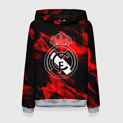 Толстовка-худи женская Real Madrid красный огонь, цвет: 3D-меланж