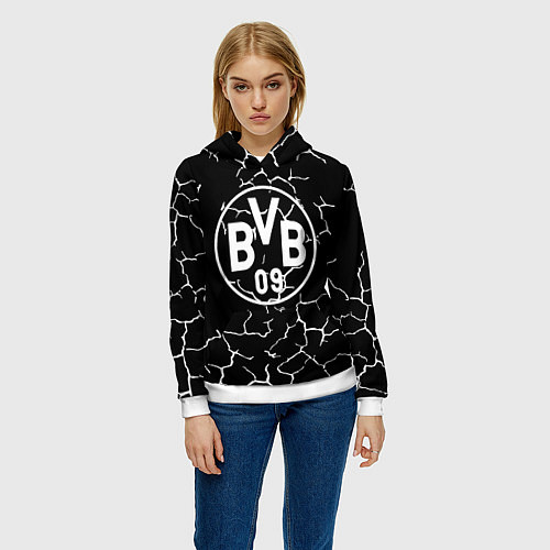 Женская толстовка Borussia черно белые / 3D-Белый – фото 3