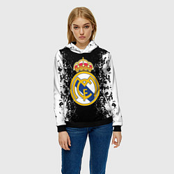 Толстовка-худи женская Реал Мадрид текстура краски, цвет: 3D-черный — фото 2