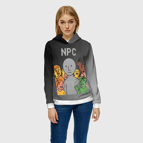 Женская толстовка Я NPC без эмоций / 3D-Белый – фото 3