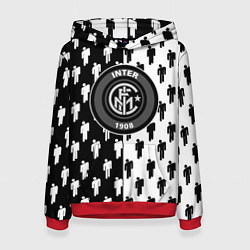 Толстовка-худи женская Inter паттерн люди спорт, цвет: 3D-красный