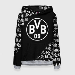 Толстовка-худи женская Borussia китайские символы текстура, цвет: 3D-меланж