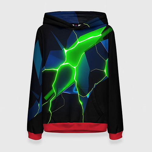 Женская толстовка Neon green glow / 3D-Красный – фото 1