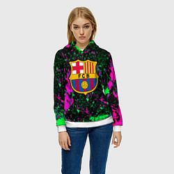 Толстовка-худи женская Барселона кислотные неоновые краски, цвет: 3D-белый — фото 2