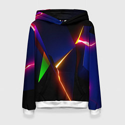 Толстовка-худи женская Neon colored geometric, цвет: 3D-белый