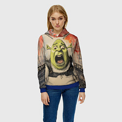 Толстовка-худи женская Шрек в панике, цвет: 3D-синий — фото 2