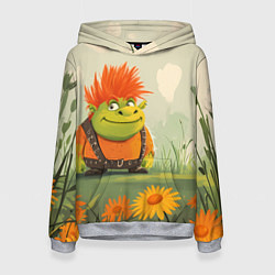 Толстовка-худи женская Маленький Шрек с рыжими волосами, цвет: 3D-меланж