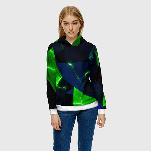 Женская толстовка Neon tile green / 3D-Белый – фото 3