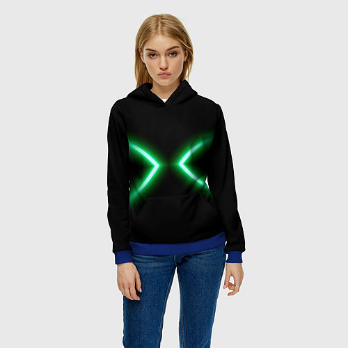 Женская толстовка Neon green lines / 3D-Синий – фото 3