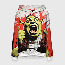 Толстовка-худи женская Кричащий Шрек, цвет: 3D-белый
