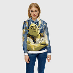 Толстовка-худи женская Шрек с ухмылкой, цвет: 3D-белый — фото 2