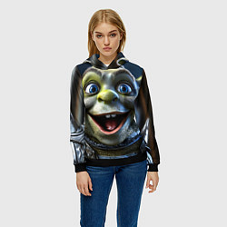 Толстовка-худи женская Крупное лицо Шрека, цвет: 3D-черный — фото 2