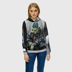 Толстовка-худи женская Шрек панк с цепочкой, цвет: 3D-меланж — фото 2