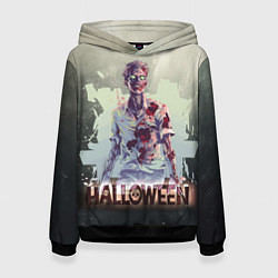 Толстовка-худи женская Halloween зомби, цвет: 3D-черный