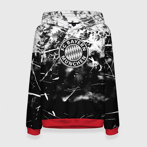 Женская толстовка Bayern Mnchen черно белая бумага / 3D-Красный – фото 1