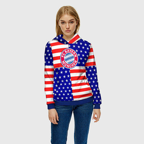 Женская толстовка Бавария Мюнхен сша паттерн / 3D-Синий – фото 3