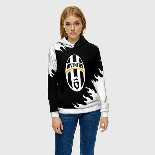 Женская толстовка Juventus белый огонь текстура / 3D-Белый – фото 3