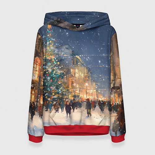 Женская толстовка Новый год в Москве новогодняя елка / 3D-Красный – фото 1
