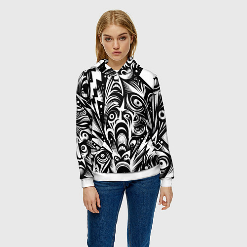 Женская толстовка Lightnings and faces - ai art fantasy / 3D-Белый – фото 3