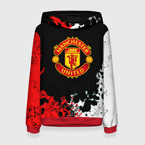 Женская толстовка Манчестер Юнайтед краски абстрактные / 3D-Красный – фото 1