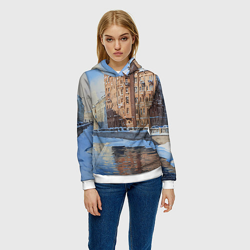 Женская толстовка Зимний Санкт-Петербург / 3D-Белый – фото 3