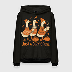Толстовка-худи женская Осенние гуси, цвет: 3D-черный