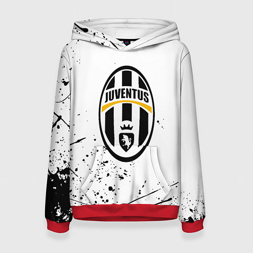 Женская толстовка Ювентус черные краски всплеск / 3D-Красный – фото 1