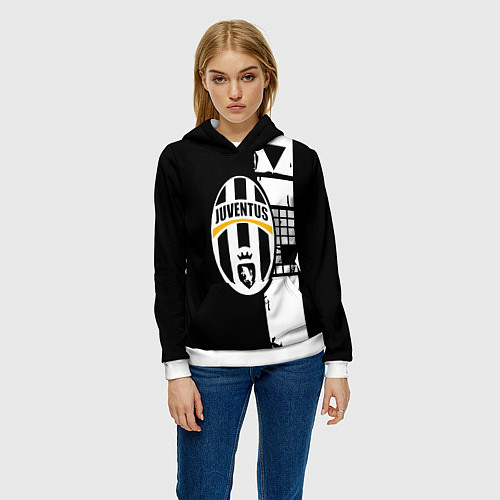 Женская толстовка Ювентус геометрия белая / 3D-Белый – фото 3