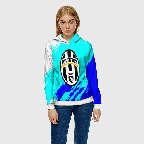 Женская толстовка Ювентус краски штрихи текстура / 3D-Белый – фото 3