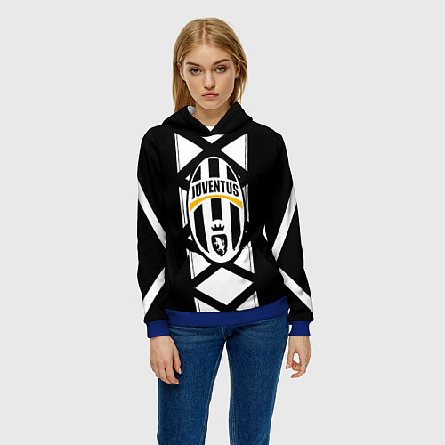 Женская толстовка Ювентус геометрия полосы линии / 3D-Синий – фото 3