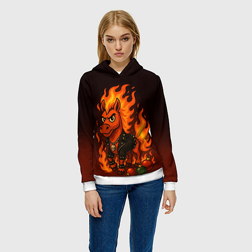 Женская толстовка Огненный конь 26 / 3D-Белый – фото 3
